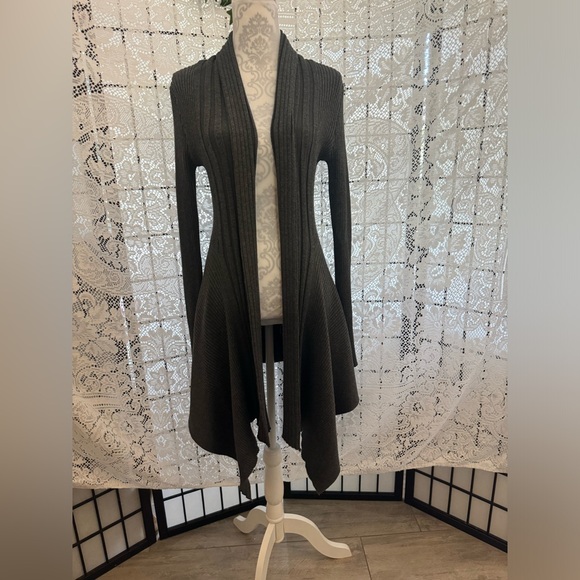 Women’s Dark Gray Open Front Cardigan Duster Sweater Open Front Size XL - Picture 12 of 12